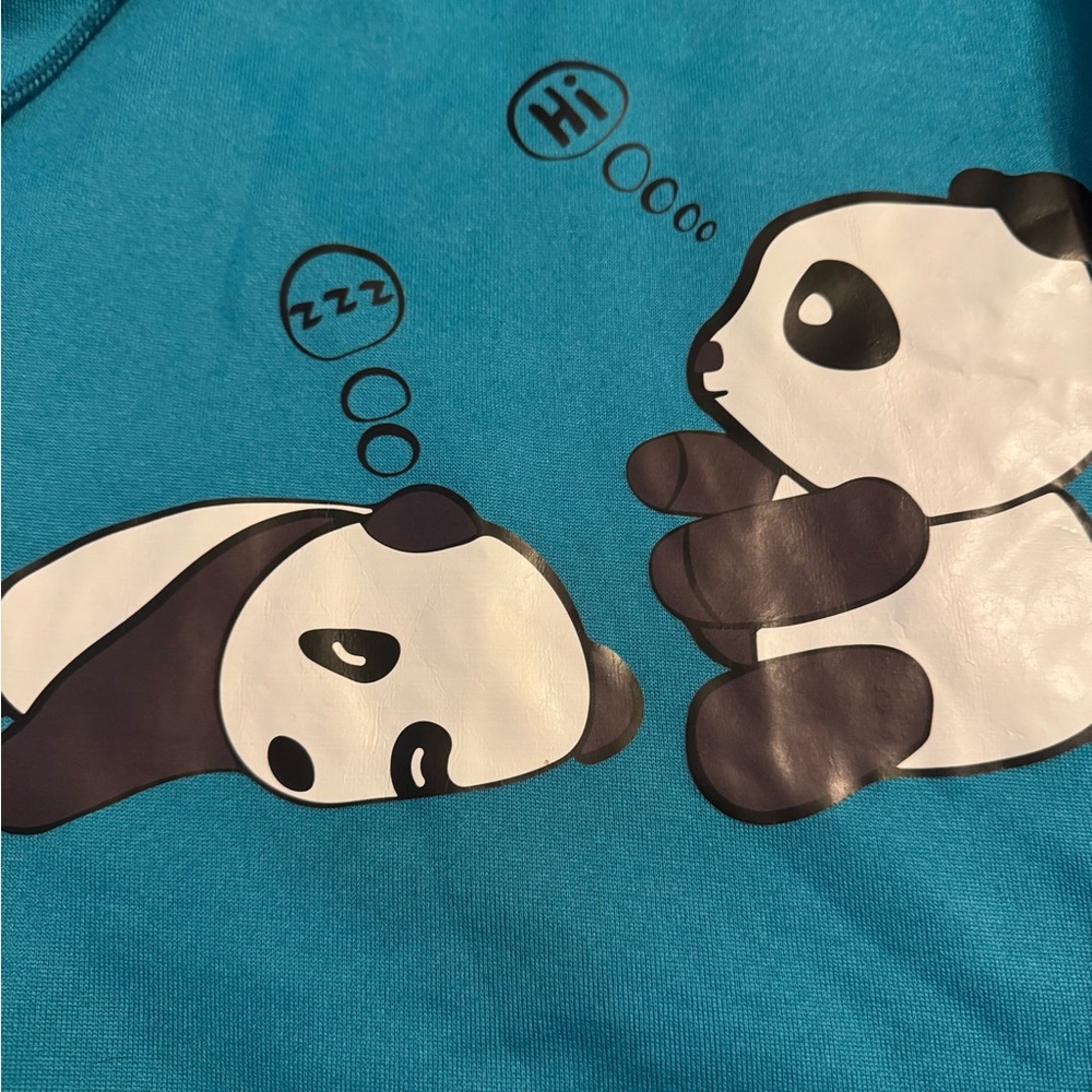 SHEIN Panda Teal Polyester Shirt